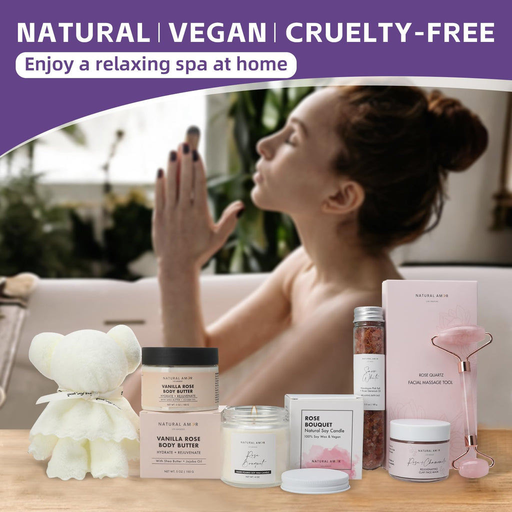 Natural Amor Rose Spa Gift Set – 6-Piece Handmade Self-Care Kit | NATURAL AMOR LOS ANGELES