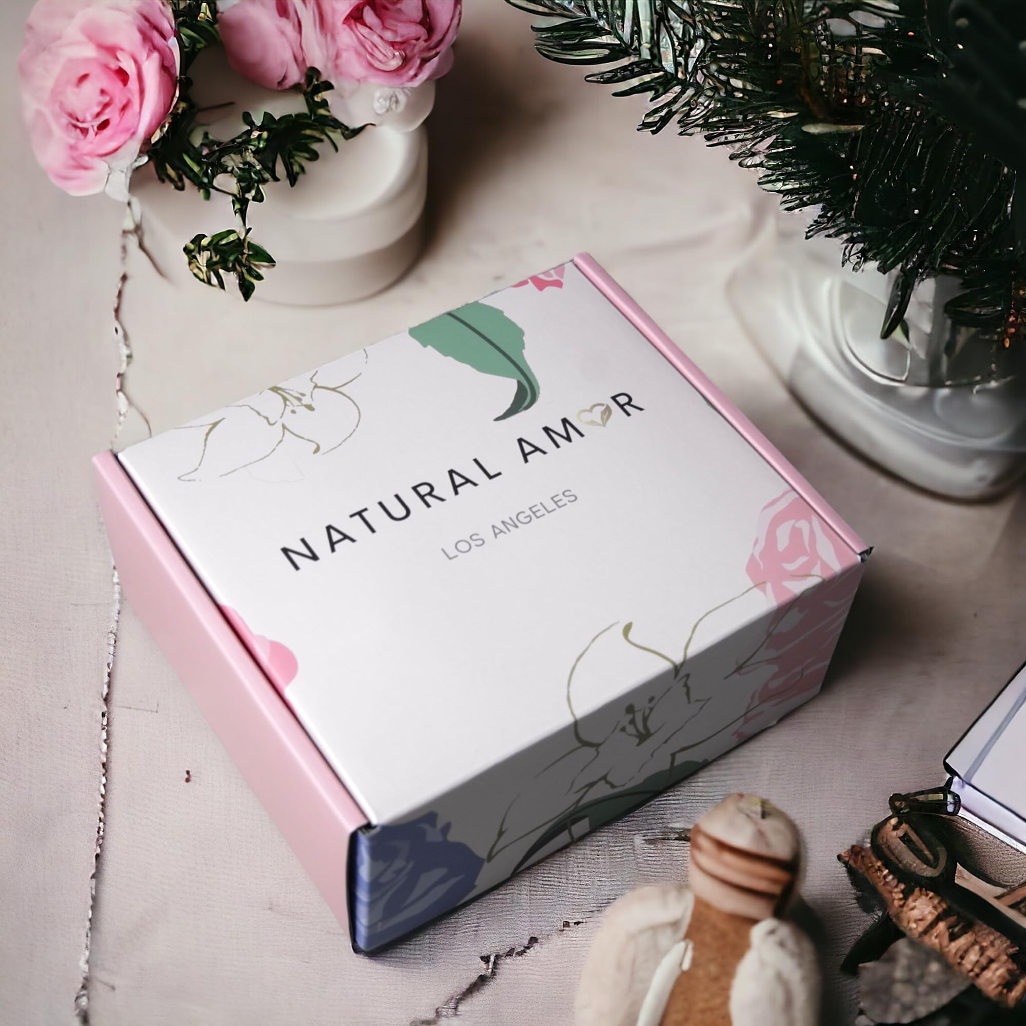 Natural Amor Los Angeles Lavender Spa Gifts for Women – 7pc Self-Care Box