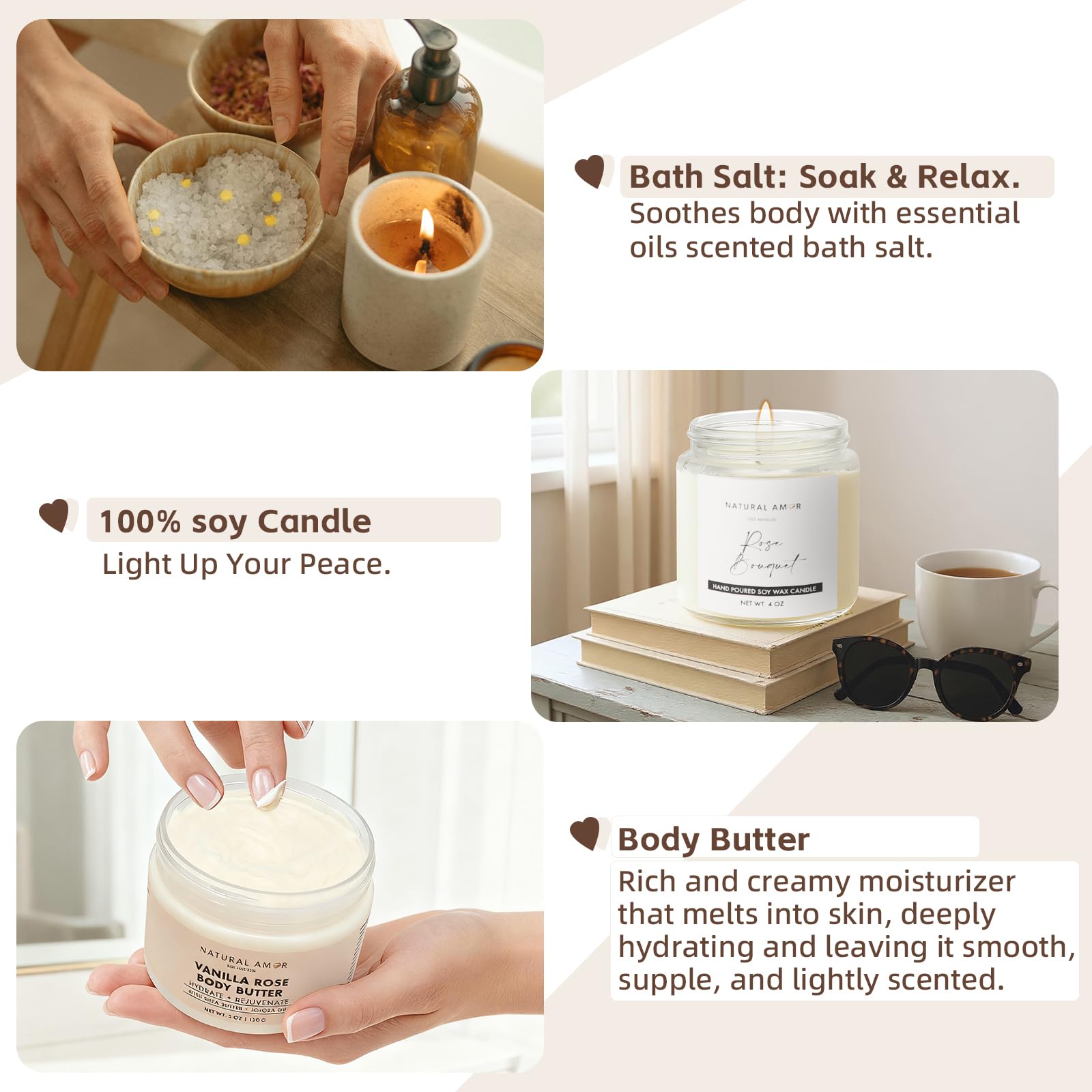 Natural Amor Rose Spa Gift Set – 6-Piece Handmade Self-Care Kit | NATURAL AMOR LOS ANGELES