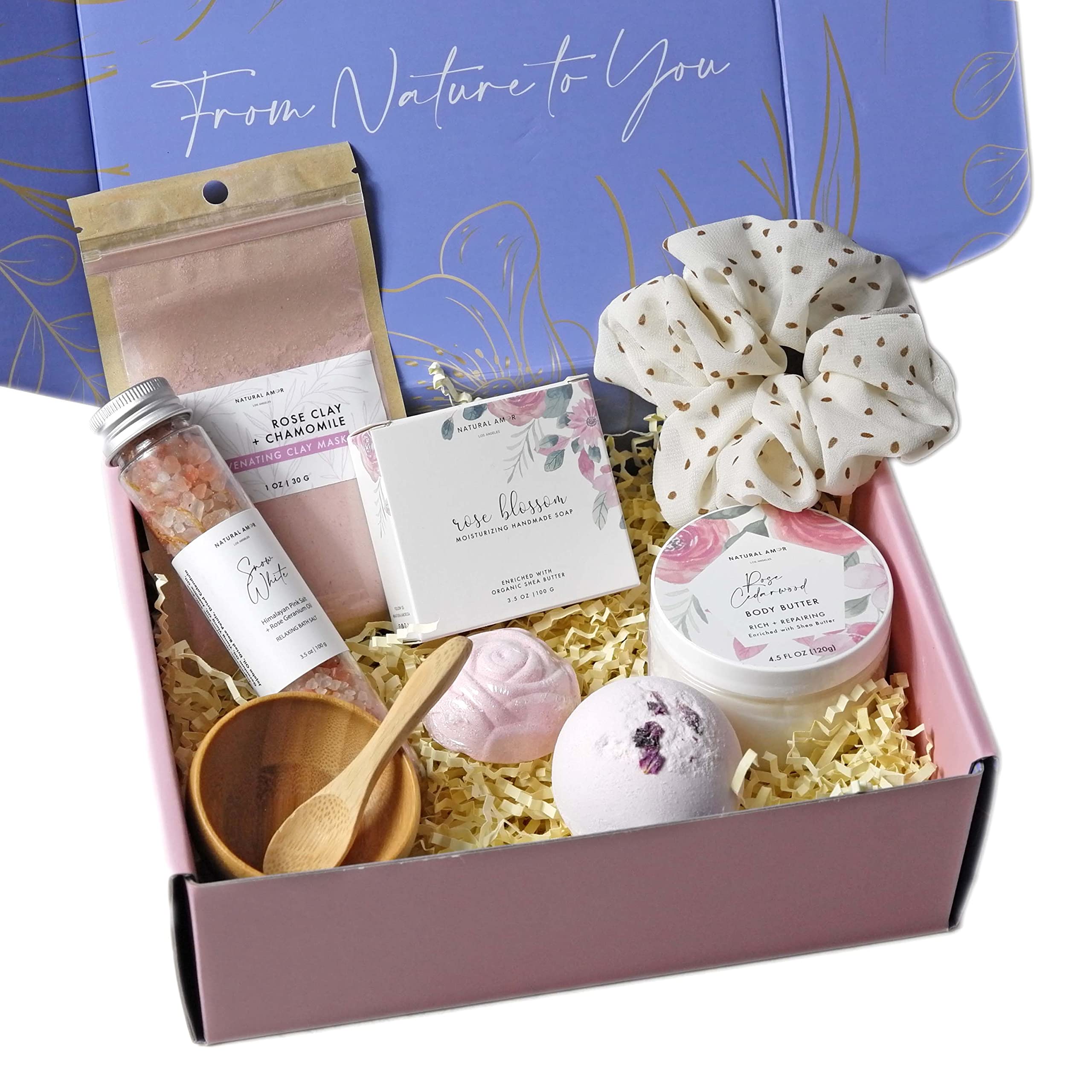 Natural Amor Rose Spa Gifts for Women - 8-Piece Self-Care Box | NATURAL AMOR LOS ANGELES