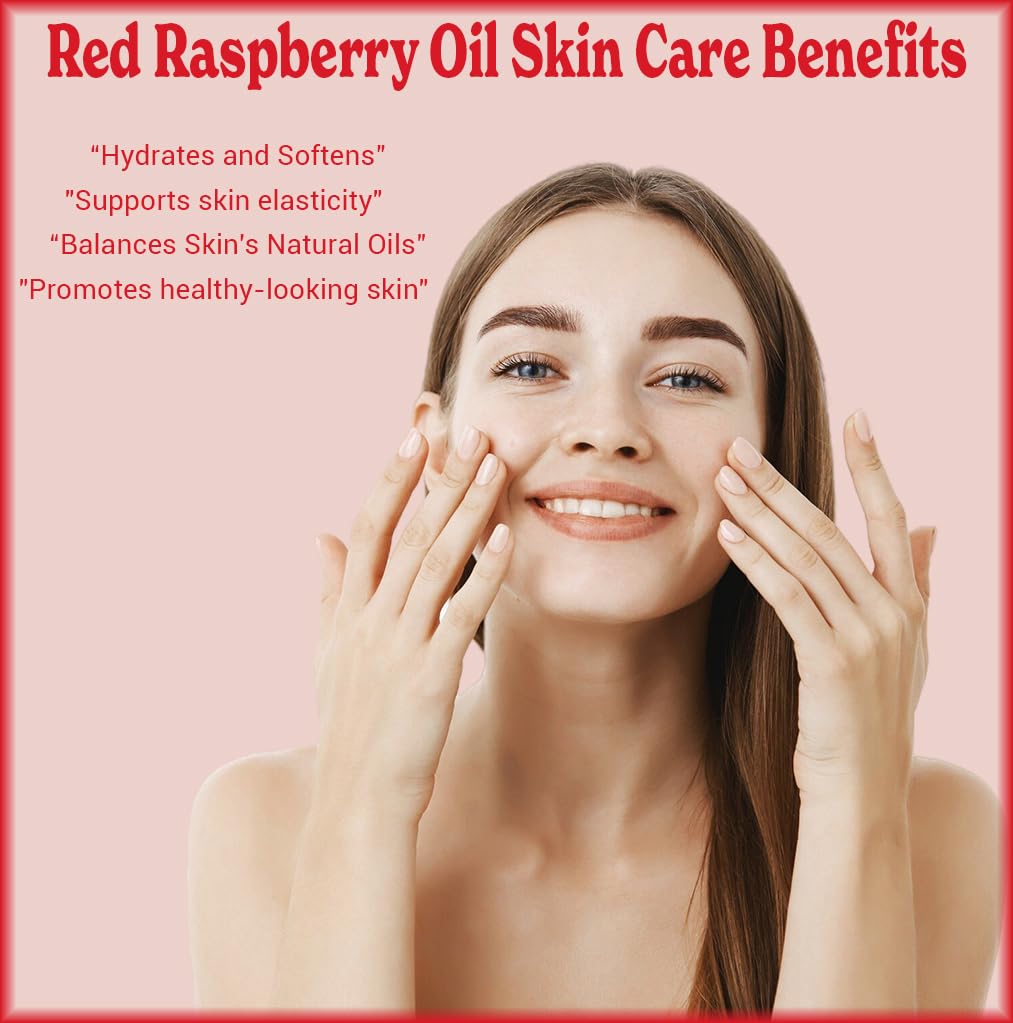 Natural Born Oils Red Raspberry Seed Oil – Organic Cold-Pressed Carrier Oil for Skin & Hair (4oz)