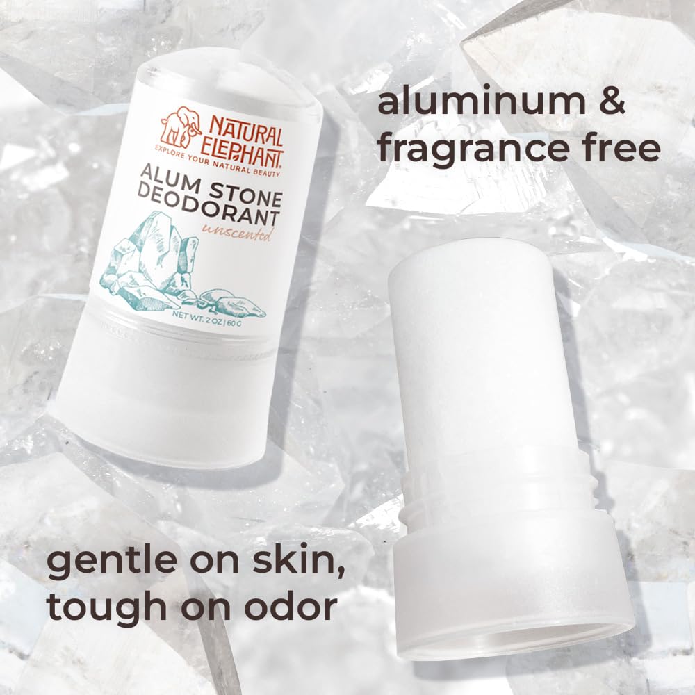 Natural Elephant Alum Stone Deodorant Stick 60g – Unscented, Aluminum-Free Salt Stone for Men & Women (10 Pack)