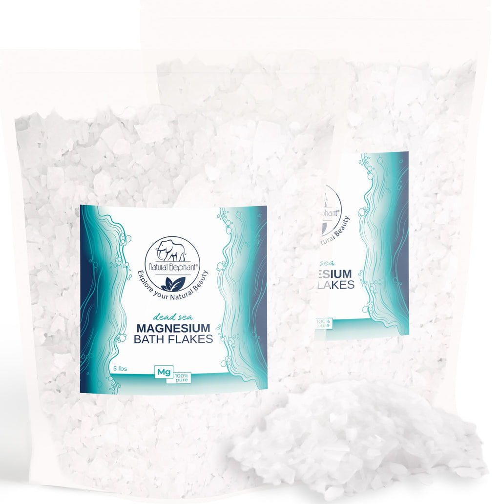 Natural Elephant Dead Sea Magnesium Bath Flakes – 10 lb (2x5 lb) Pure Magnesium Chloride Soak