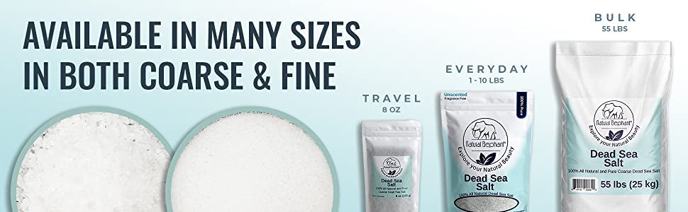 Natural Elephant Dead Sea Salt for Soaking & Bathing | 19 lb Fine-Grain Bulk Bag | 100% Natural & Pure