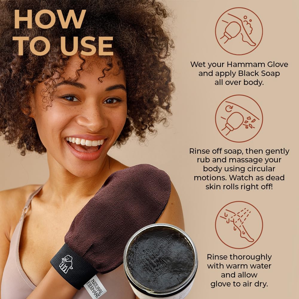 Natural Elephant Hammam Glove – Face & Body Exfoliator, Pink Tulip Pack 10