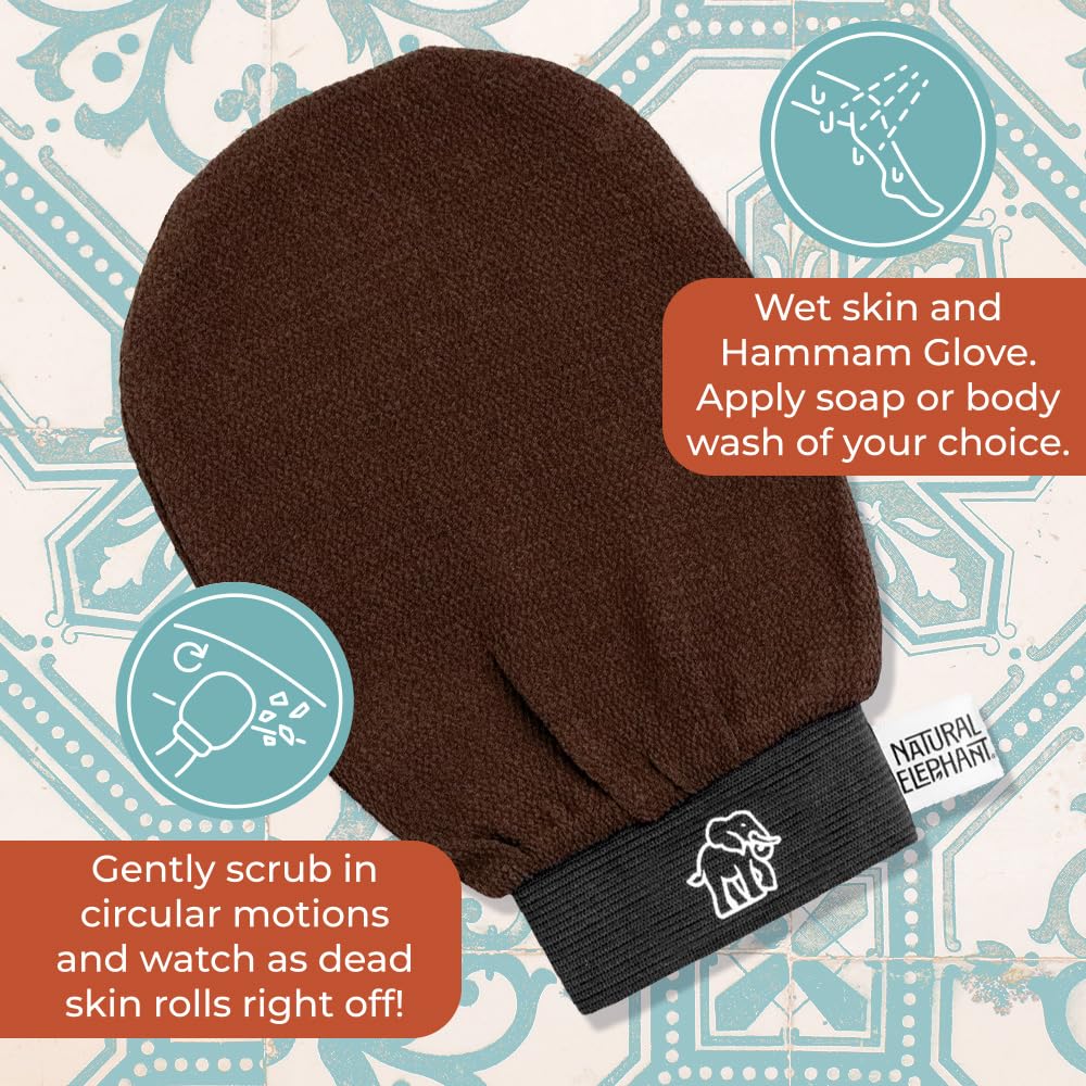 Natural Elephant Hammam Glove – Face & Body Exfoliator, Pink Tulip Pack 10
