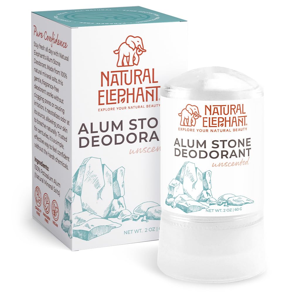Natural Elephant Alum Stone Deodorant Stick 60g – Unscented, Aluminum-Free Salt Stone for Men & Women (10 Pack)