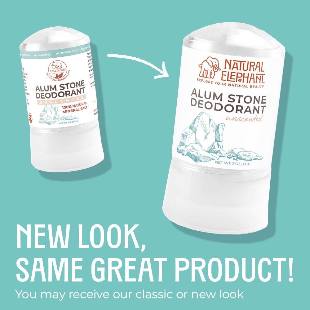 Natural Elephant Alum Stone Deodorant Stick 60g – Unscented, Aluminum-Free Salt Stone for Men & Women (10 Pack)