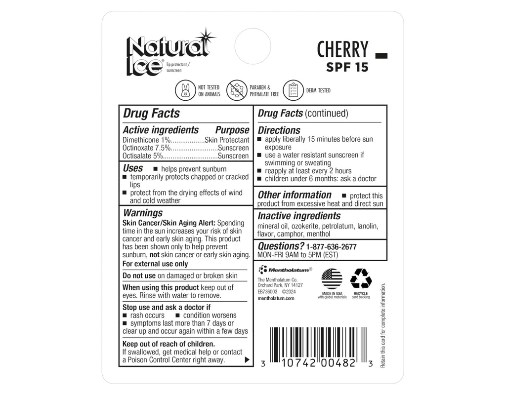 Natural Ice Medicated Lip Protect SPF 15 Cherry – 12 Pack | NATURAL