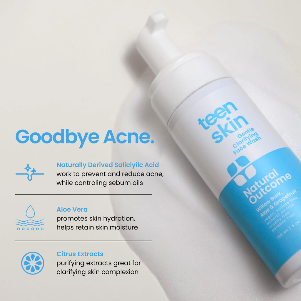 Natural Outcome Teen Skin Face Wash – Gentle Foaming Daily Cleanser for Teens (5 oz)