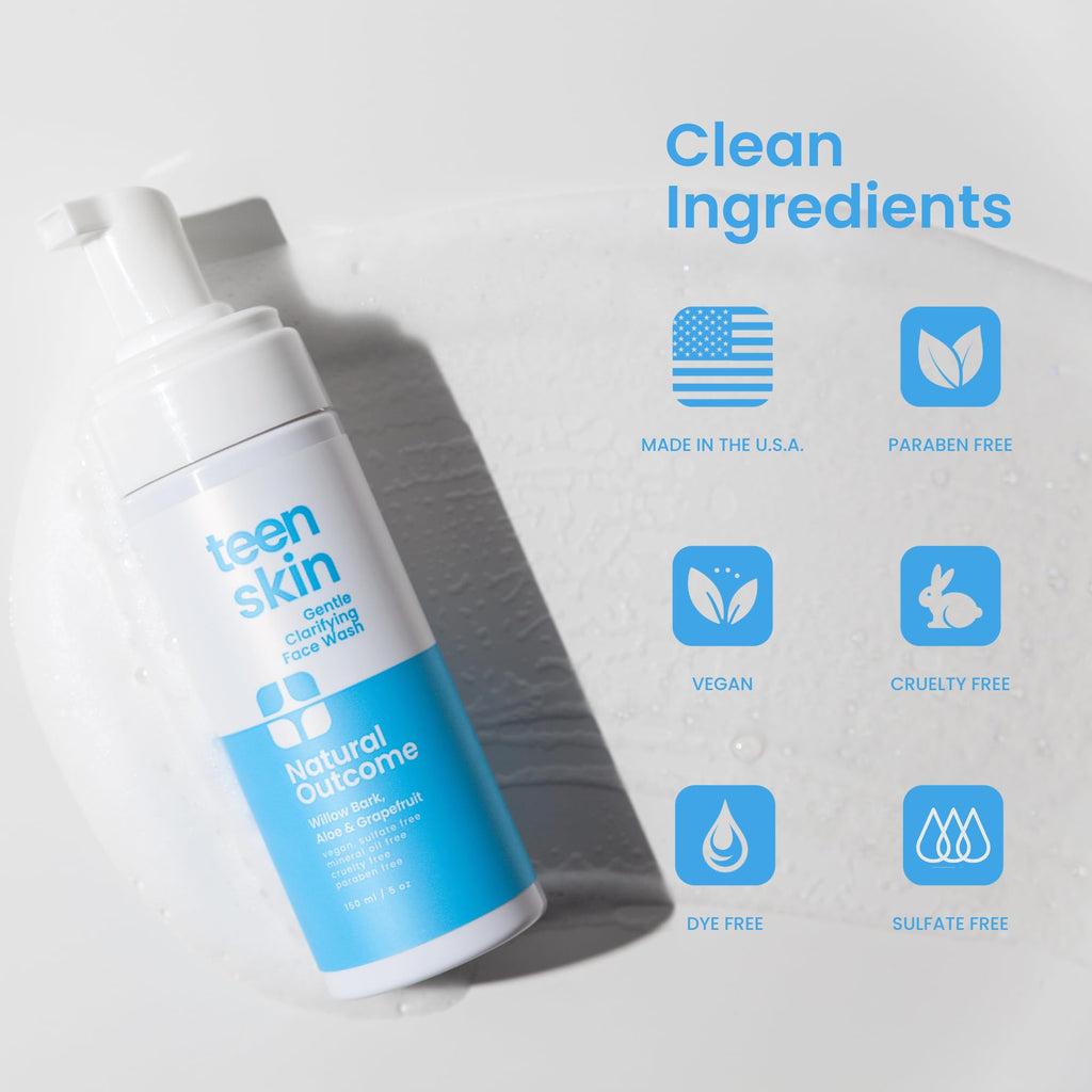 Natural Outcome Teen Skin Face Wash – Gentle Foaming Daily Cleanser for Teens (5 oz)