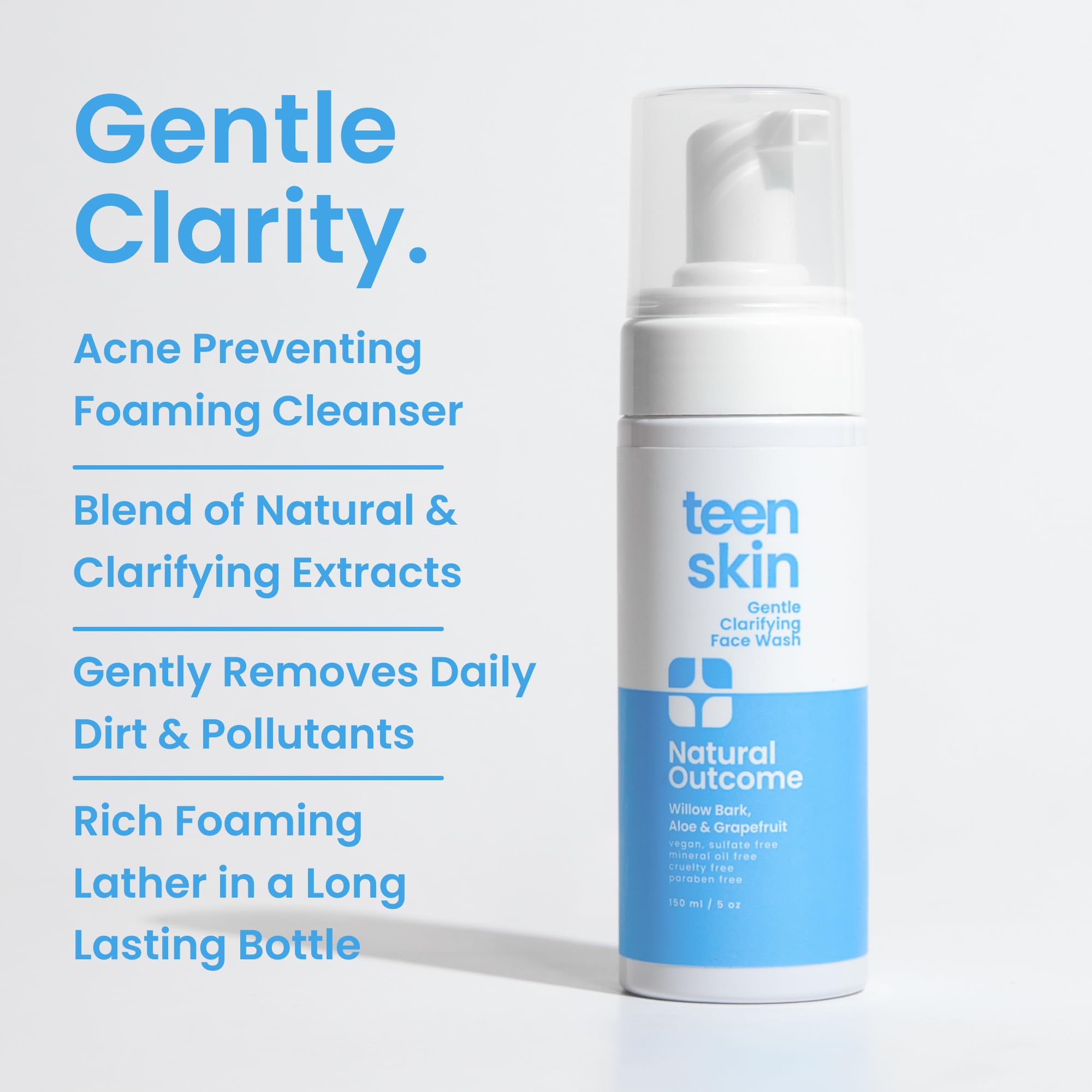 Natural Outcome Teen Skin Face Wash – Gentle Foaming Daily Cleanser for Teens (5 oz)