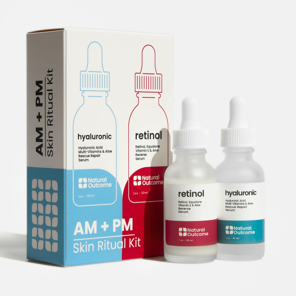 Natural Outcome Hydrating Hyaluronic Acid Serum + Retinol Facial Serum Set | 1 oz Each
