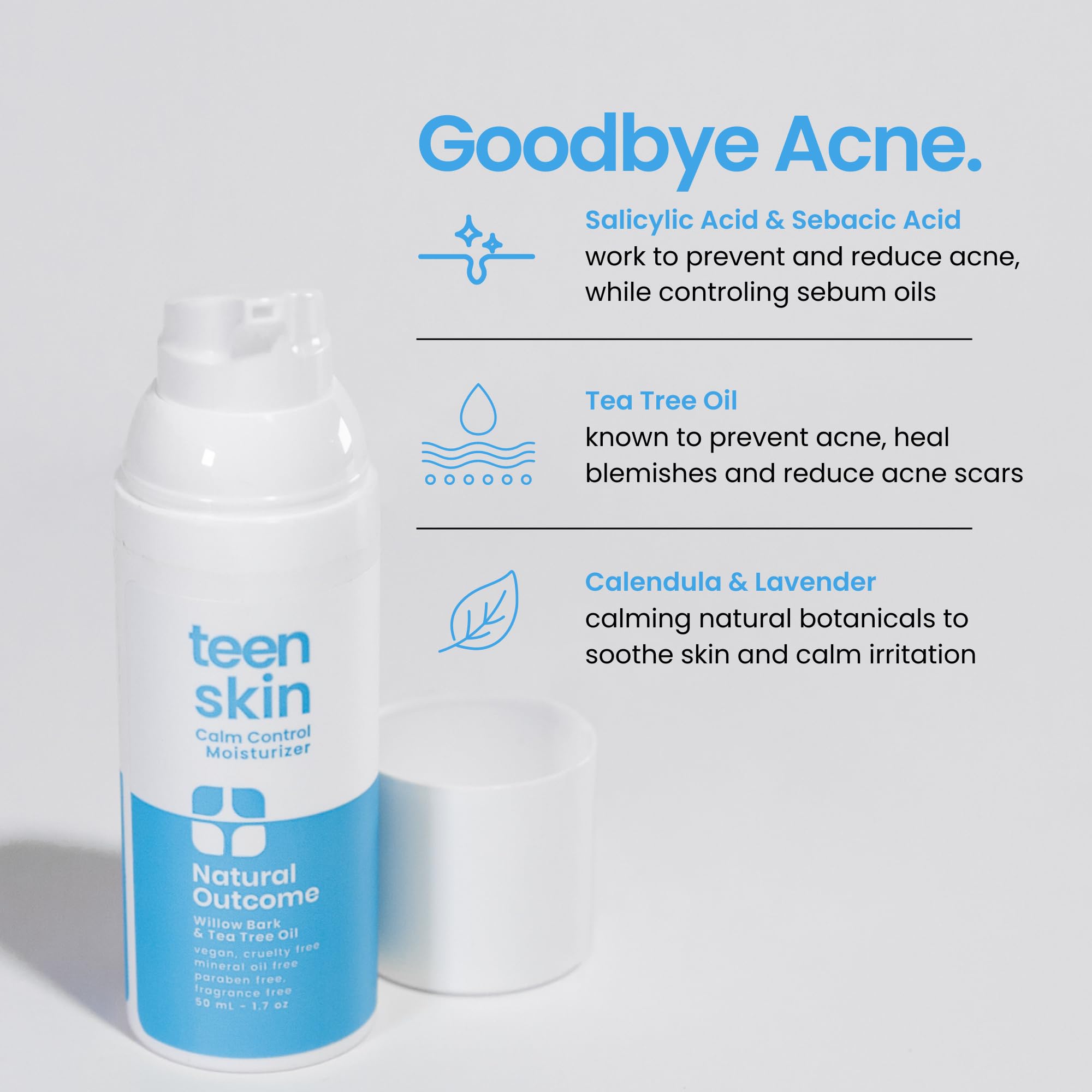 Natural Outcome Teen Skin Moisturizer | Gentle, Non-Toxic Acne Care for All Skin Types | 50 ml