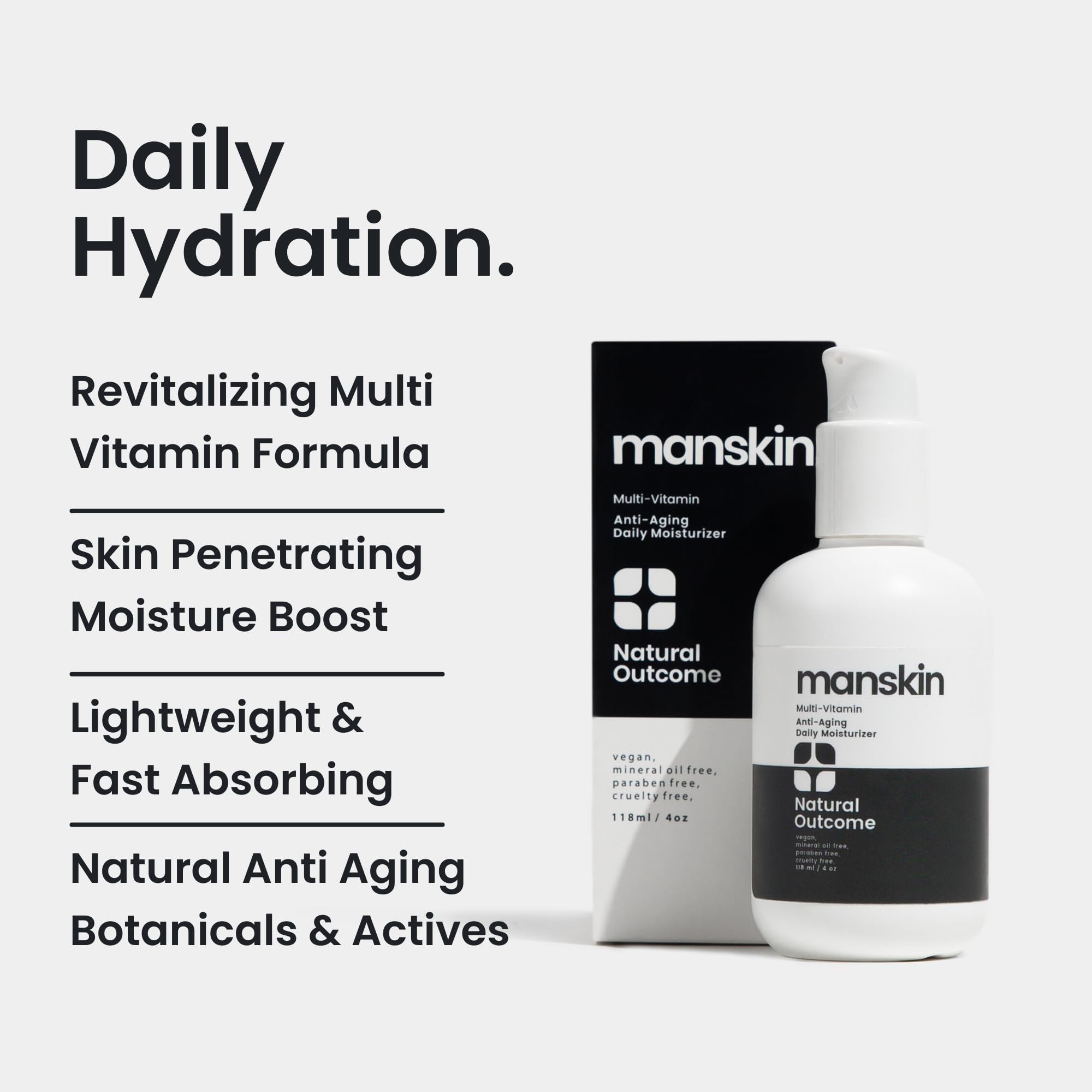 Natural Outcome Man Skin Moisturizer – Anti-Aging Daily Face Cream for Men (4 oz)