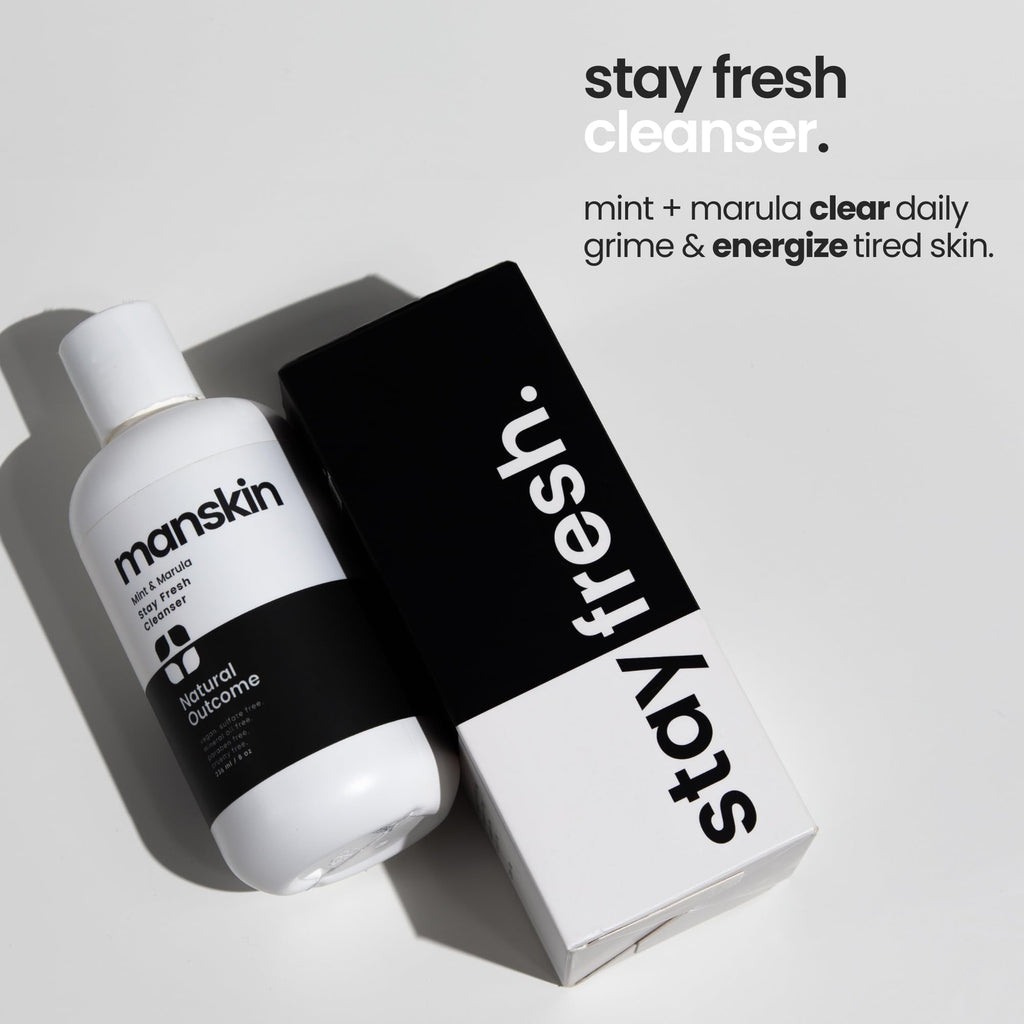 Natural Outcome Men's Face Wash Cleansing Gel with Mint and Marula Oil – Sulfate Free, 8 oz
