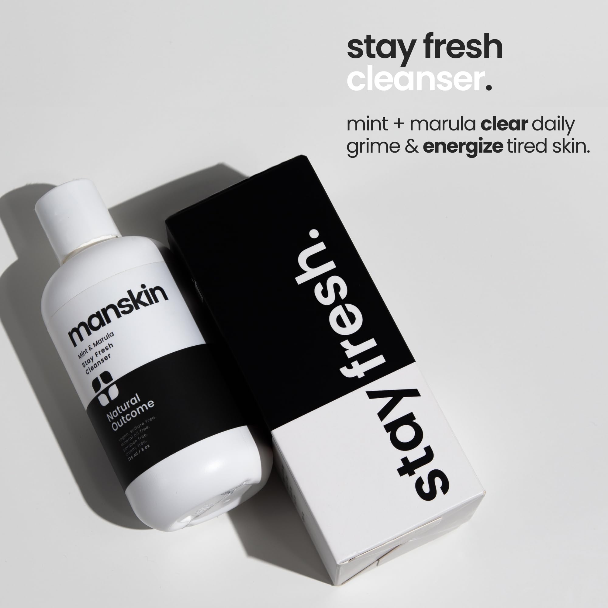 Natural Outcome Men's Face Wash Cleansing Gel with Mint and Marula Oil – Sulfate Free, 8 oz
