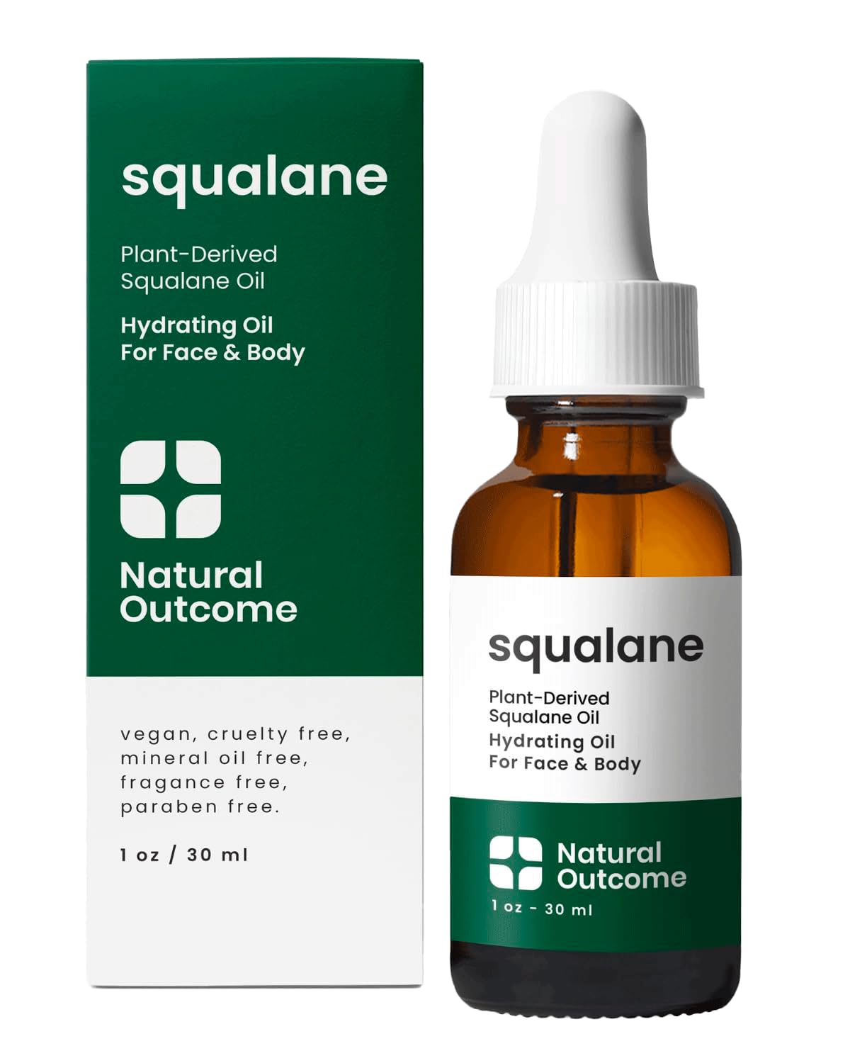 Natural Outcome Pure Squalane Oil — 100% Plant-Derived, Weightless Moisturizer for Face, Body, Hair & Lips | 1 oz