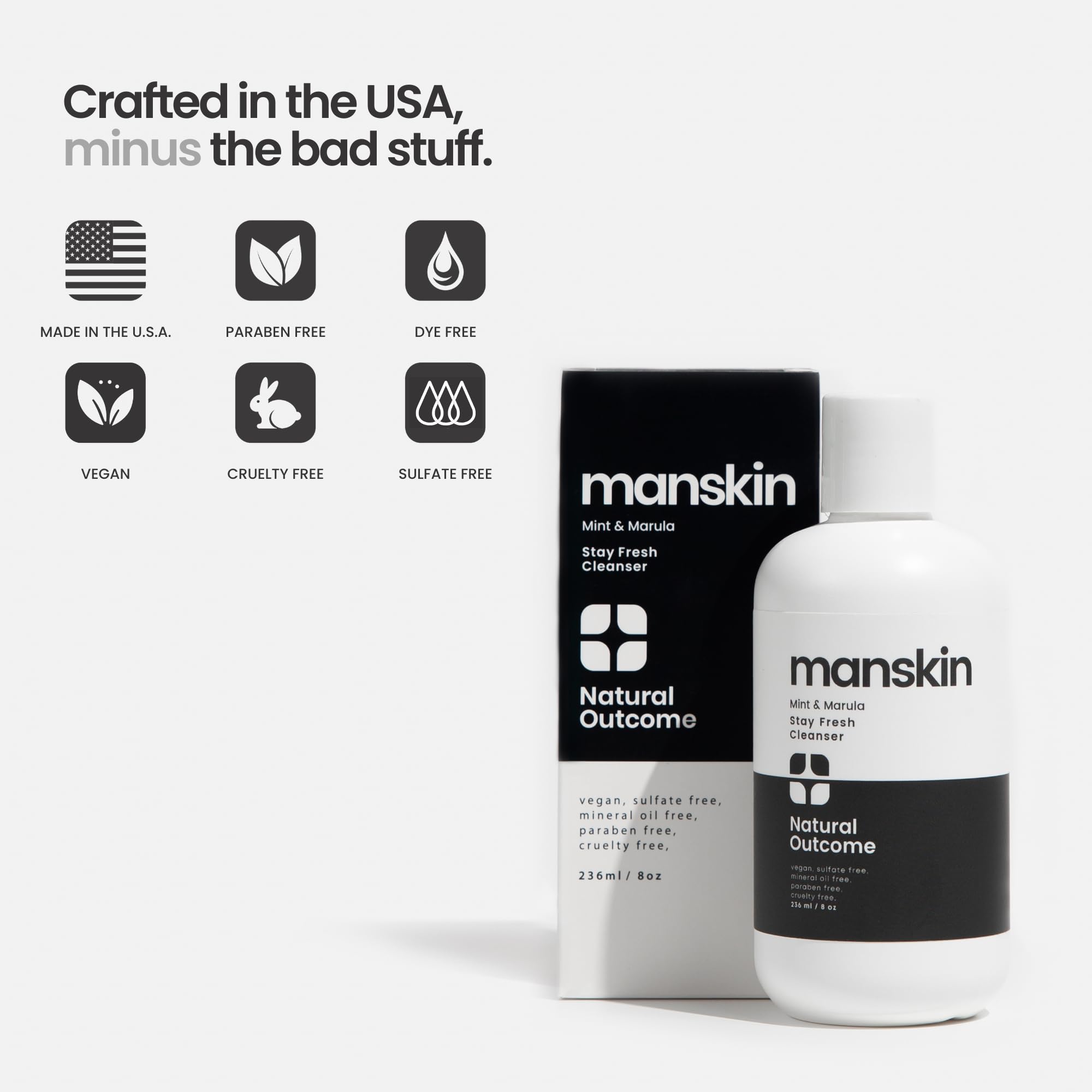 Natural Outcome Men's Face Wash Cleansing Gel with Mint and Marula Oil – Sulfate Free, 8 oz