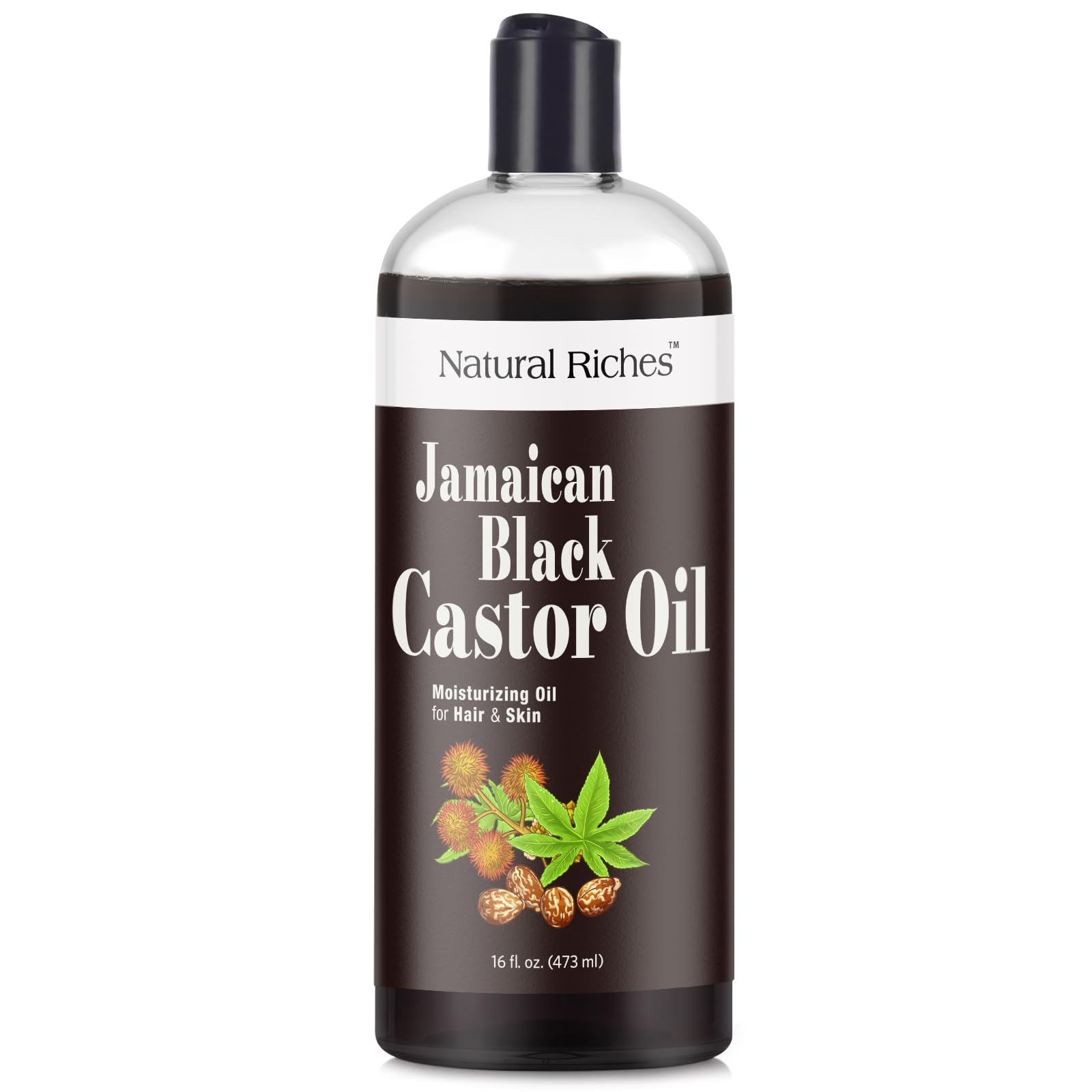 Natural Riches Jamaican Black Castor Oil – Organic Cold-Pressed, 16 oz for Hair, Skin, Lashes