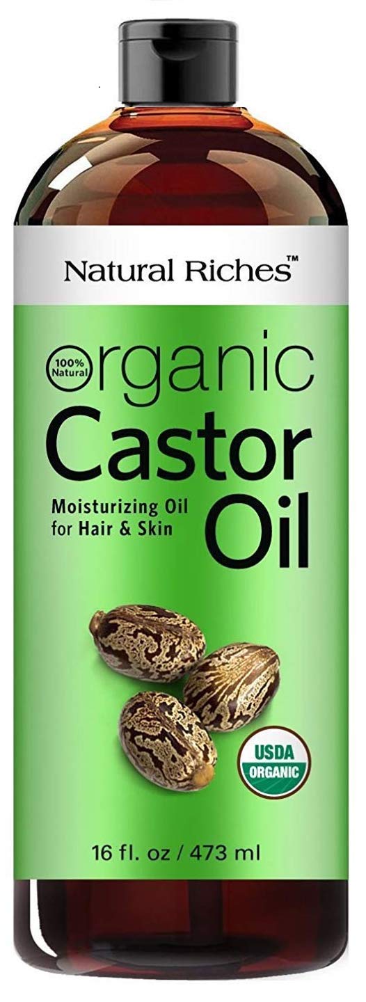Natural Riches Organic Castor Oil – Cold-Pressed, USDA Organic, Hexane-Free, 16 oz for Hair, Skin & Lash Care
