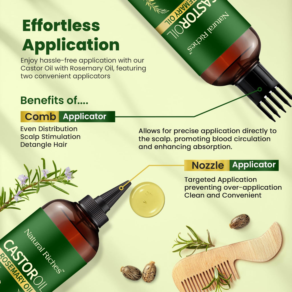 Natural Riches Castor Oil with Rosemary – 8 oz for Stronger, Fuller Hair Growth
