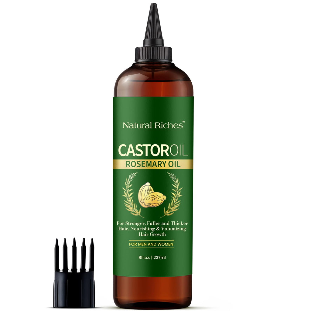 Natural Riches Castor Oil with Rosemary – 8 oz for Stronger, Fuller Hair Growth