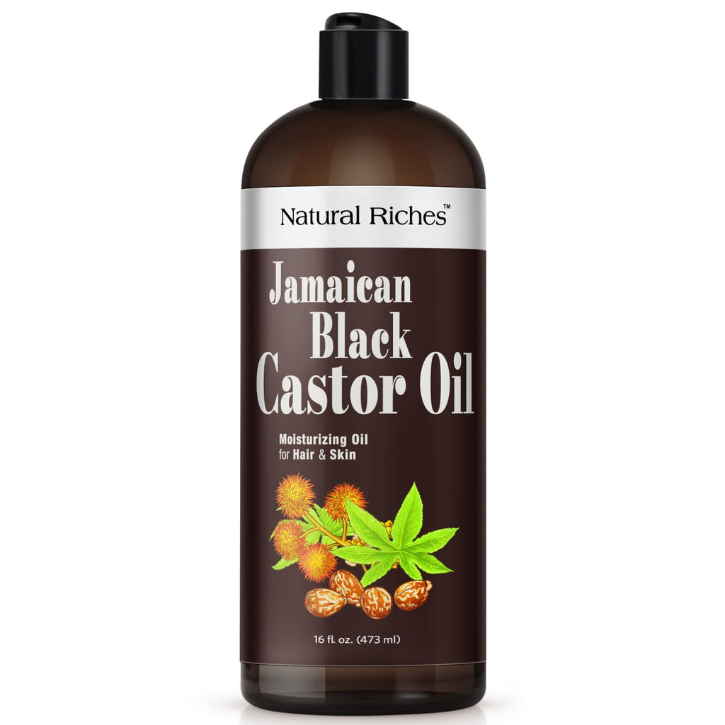 Natural Riches Jamaican Black Castor Oil – Organic Cold-Pressed, 16 oz for Hair, Skin, Lashes