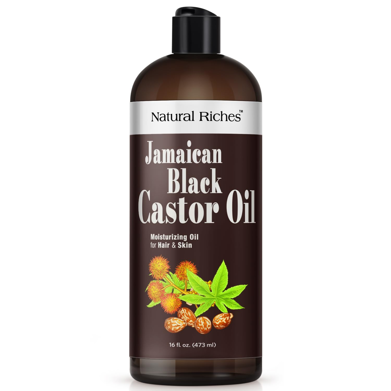Natural Riches Jamaican Black Castor Oil – Organic Cold-Pressed, 16 oz for Hair, Skin, Lashes