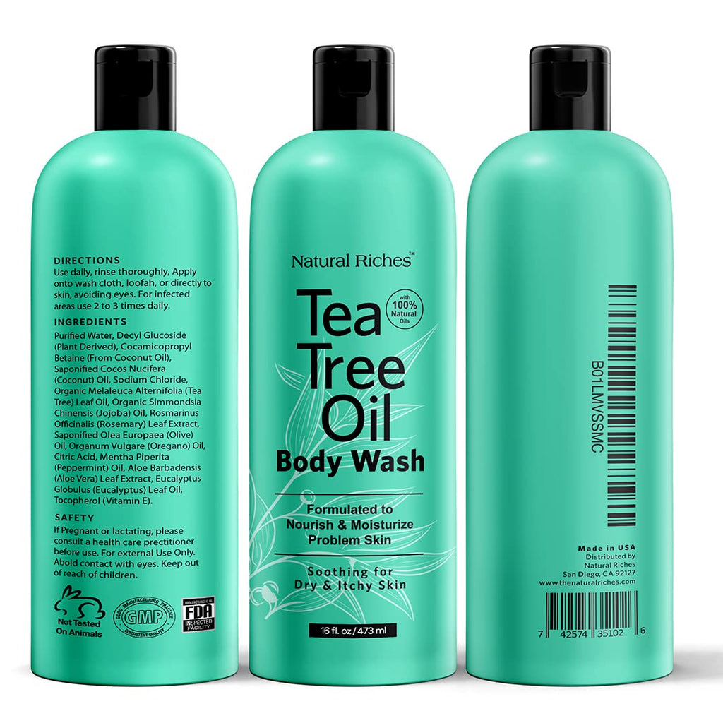Natural Riches Tea Tree Body Wash for Men & Women – 16 oz, All Skin Types