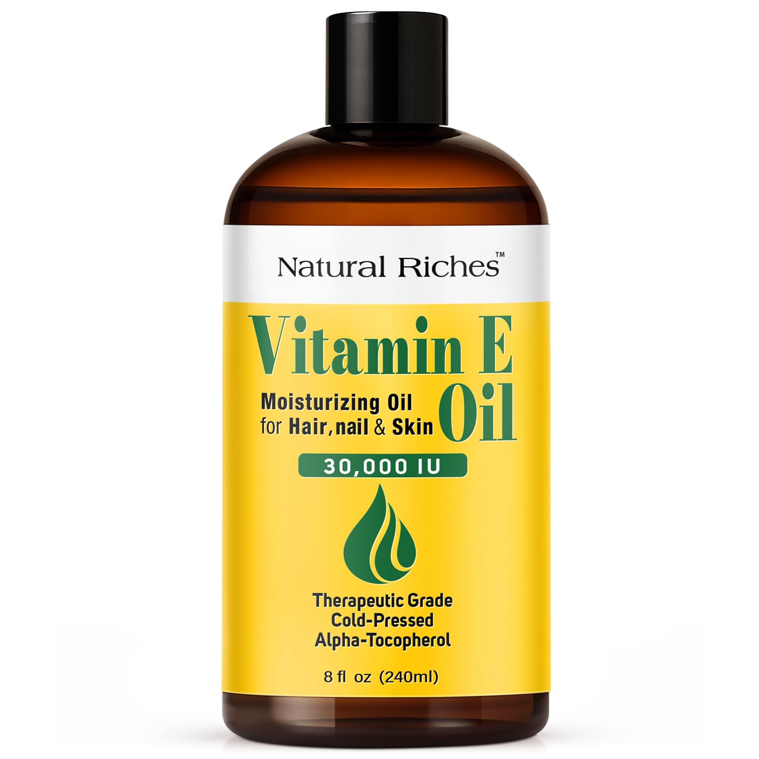 Natural Riches Vitamin E Oil - 100% Pure & Natural, Cold-Pressed 30,000 IU, 8 oz
