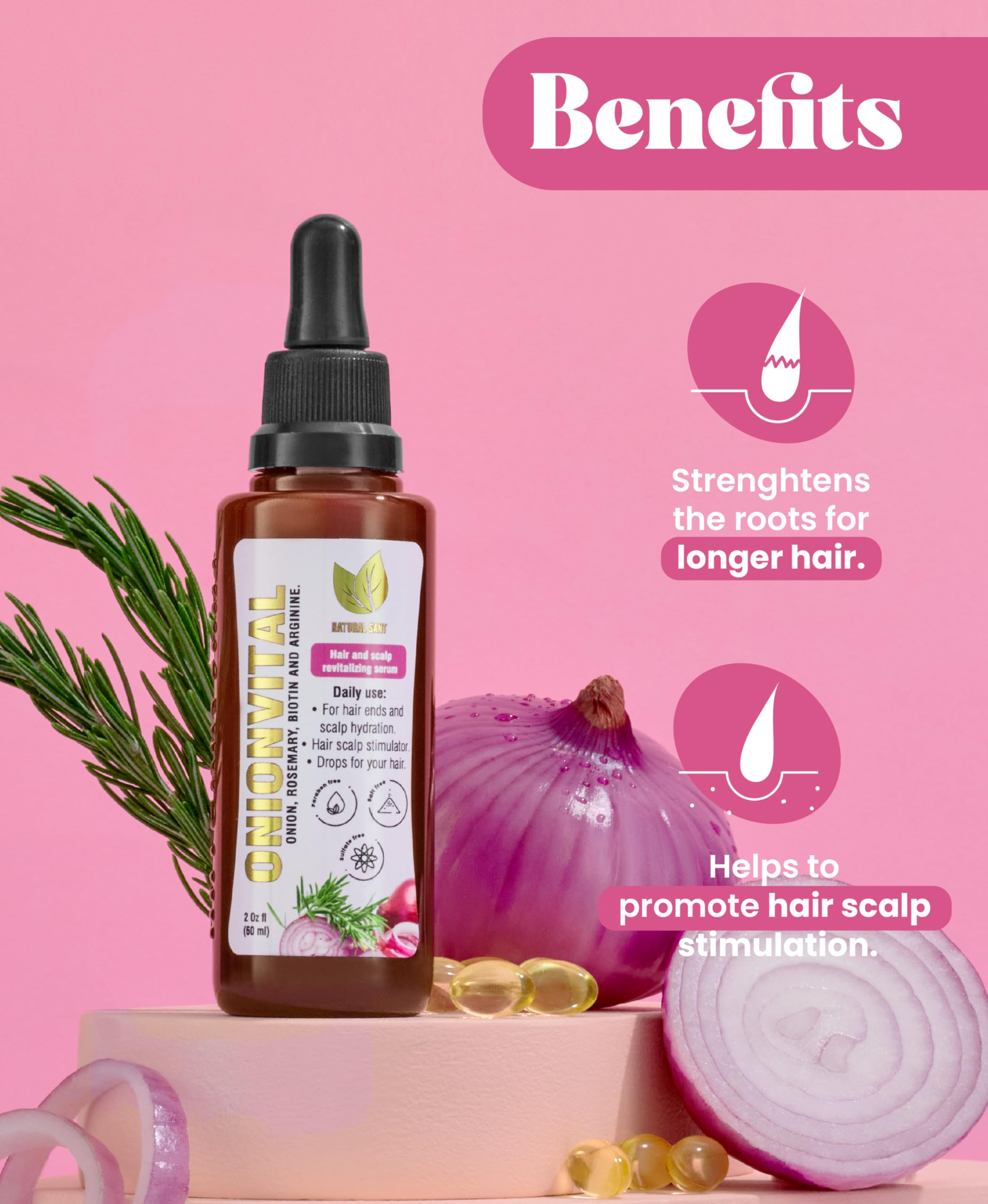 Natural Sant Onionvital Hair Serum – Hydrating Scalp & Hair Care with Onion, Rosemary, Biotin & Arginine | 60ml
