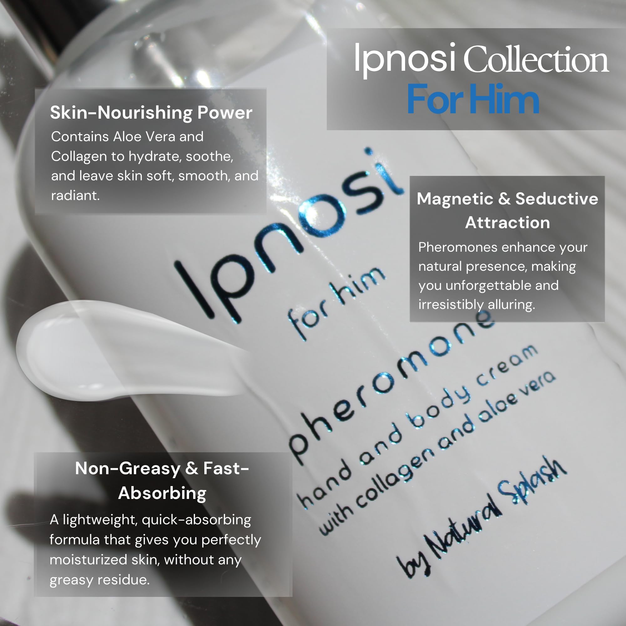 Natural Splash Ipnosi Pheromone Body Cream for Men – Hydrating, Fast-Absorbing Lotion, 8.45 oz