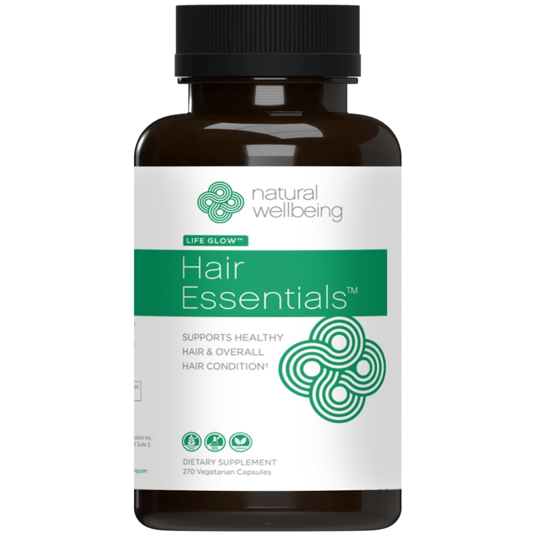 Natural Wellbeing Hair Essentials – DHT Blocker Hair Growth Supplement (270 Count) – Vegan Capsules