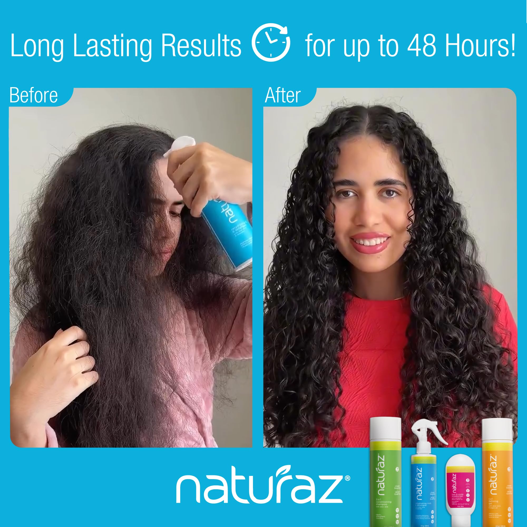 Naturaz Curly Hair Detangler Spray – Paraben & Silicone Free, Vegan, Soy & Nut Free, 8 fl oz