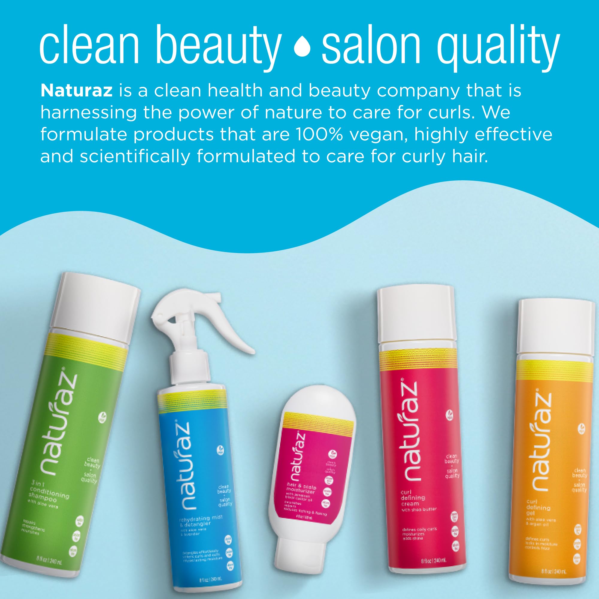 Naturaz Curly Hair Detangler Spray – Paraben & Silicone Free, Vegan, Soy & Nut Free, 8 fl oz