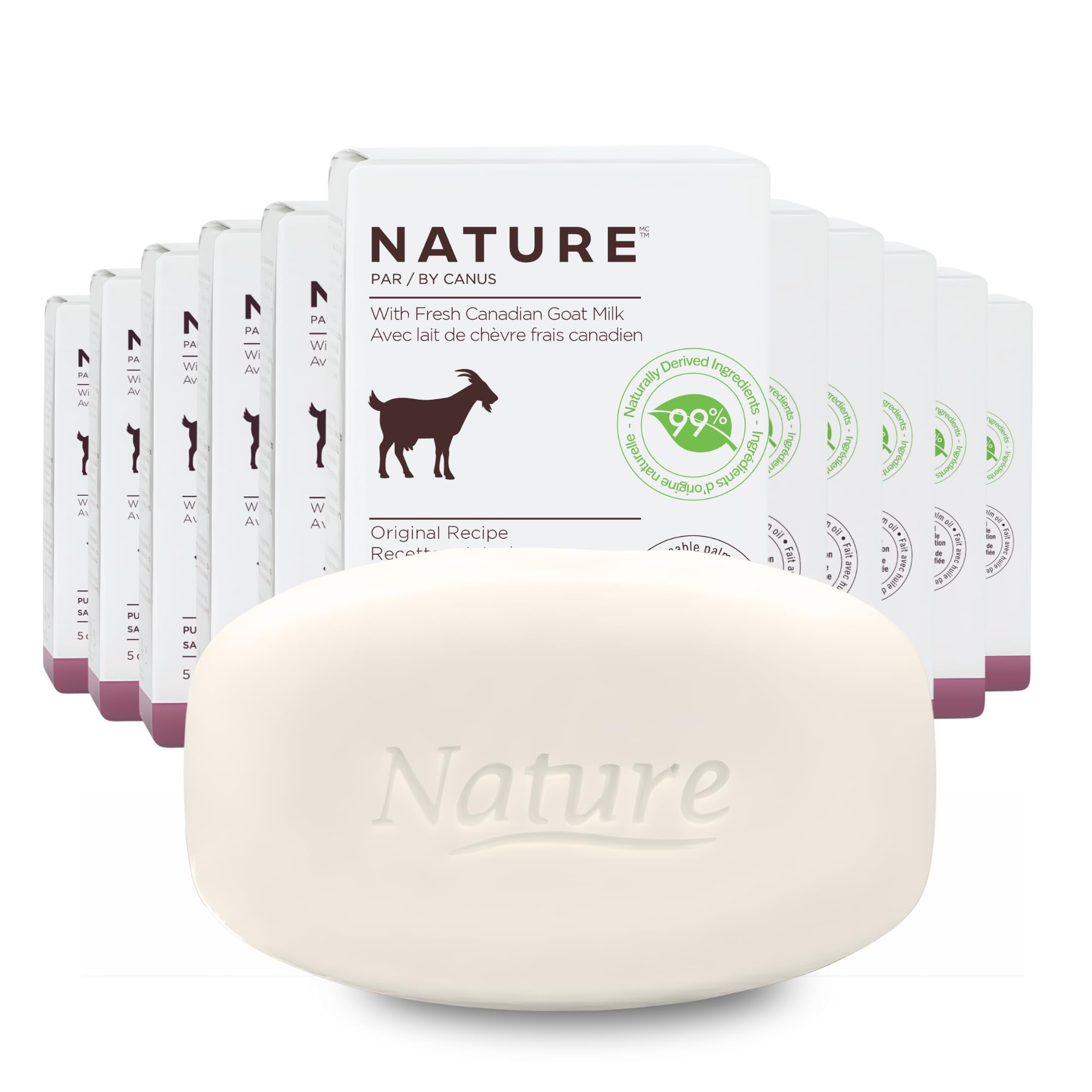 Nature Goat Milk Bar Soap ORIGINAL — 12-Pack, 5 oz | Fresh Goat Milk & Vitamins