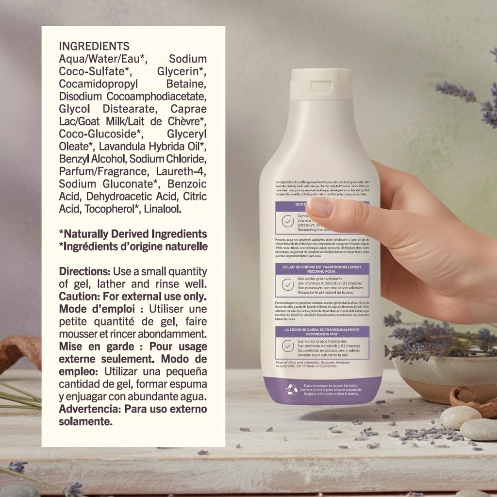 Nature by Canus Natural Lavender Goat Milk Body Wash – Hydrating Cleanser for All Skin Types, 16.9 fl oz
