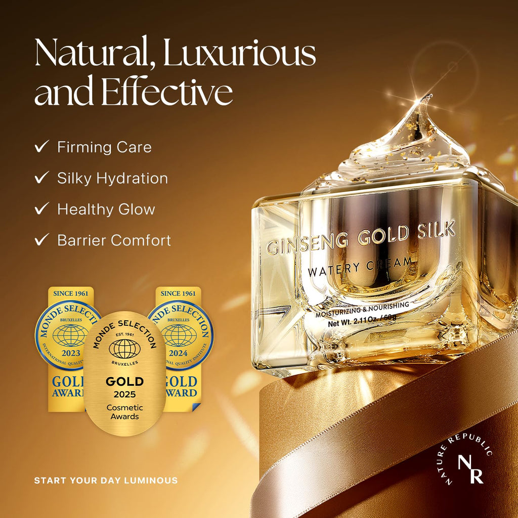Nature Republic Ginseng Gold Silk Watery Cream – 6-Year Ginseng & 99.9% Pure Gold