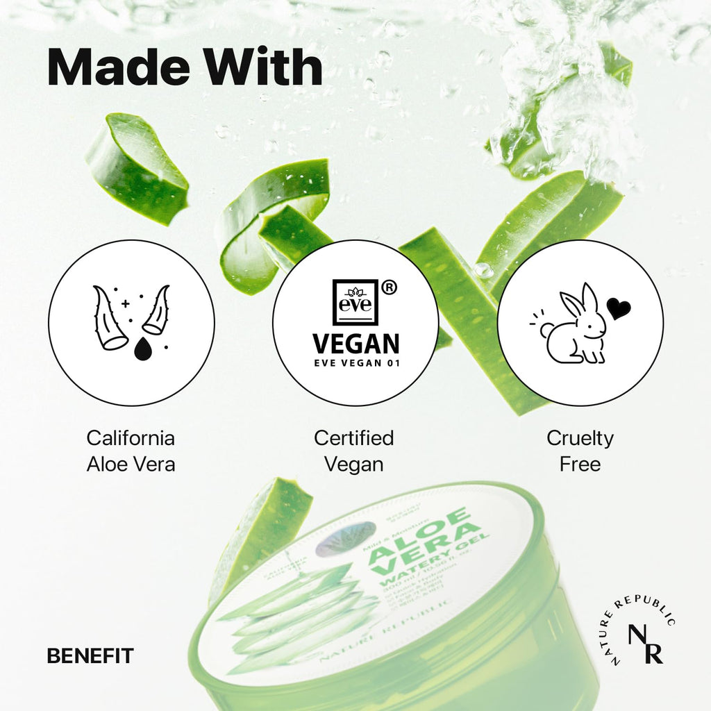 Nature Republic Mild & Moisture Aloe Vera Watery Gel (2 PCS) – Hydrating, Non-Sticky, Fast-Absorbing