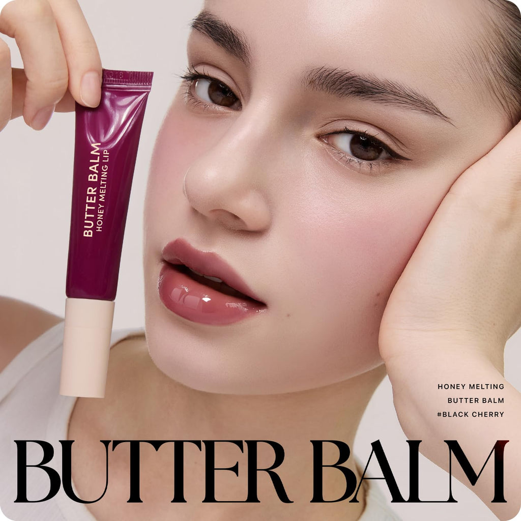 Nature Republic Honey Melting Lip Butter Balm – Hydrating Tinted Balm with Peptides (Black Cherry)