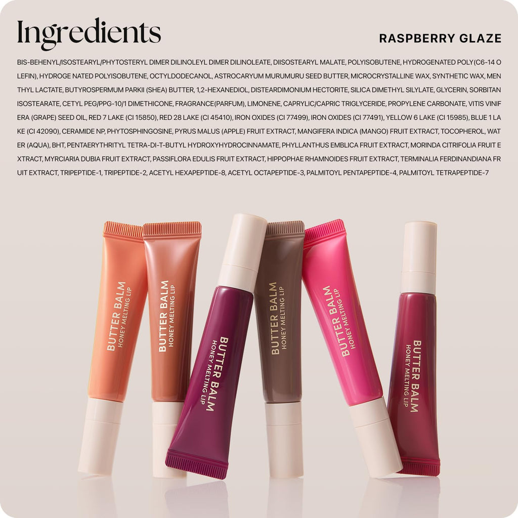 Nature Republic Honey Melting Lip Butter Balm – Hydrating Tinted Lip Balm with Peptides (Raspberry Glaze)