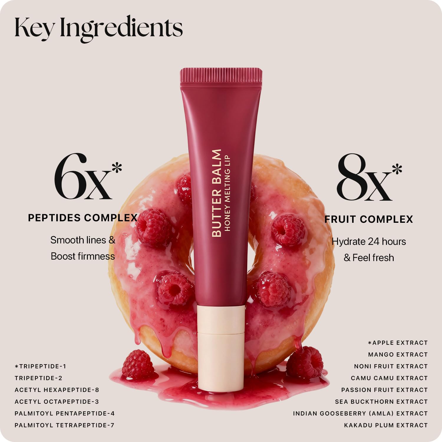 Nature Republic Honey Melting Lip Butter Balm – Hydrating Tinted Lip Balm with Peptides (Raspberry Glaze)