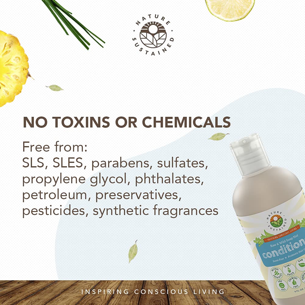 Nature Sustained Organic Fragrance Free Conditioner | Gentle Unscented Probiotic Hair Care (9 oz)