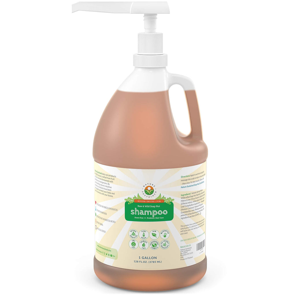 Nature Sustained Organic Shampoo – Probiotic, Hypoallergenic, Sulfate-Free (Gallon with Pump)