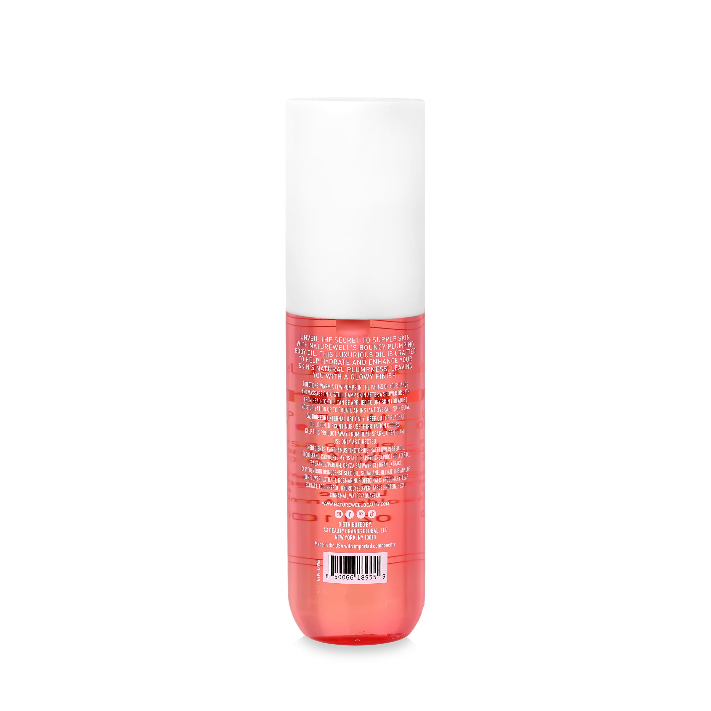 NATURE WELL Bouncy Plumping Body Oil – Fast-Absorbing Hydration for Elasticity and Bounce | 3.4 Oz