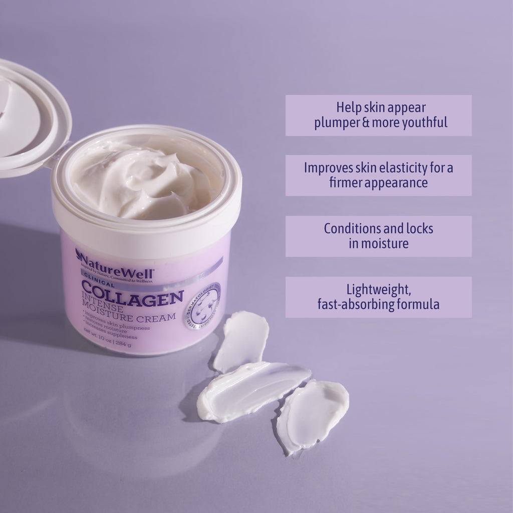 Nature Well Clinical Collagen Peptide Intense Moisture Cream – 10 oz for Face, Neck & Body