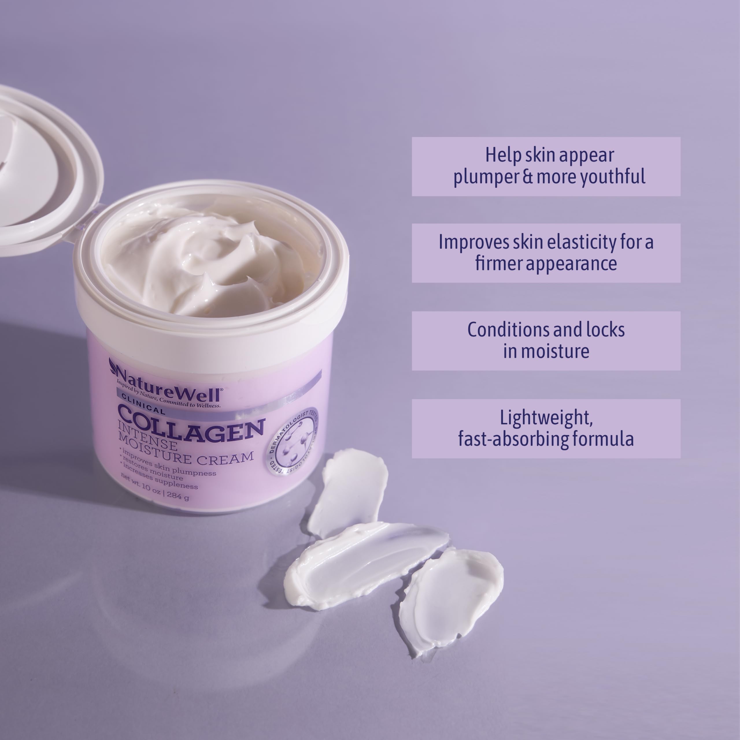 Nature Well Clinical Collagen Peptide Intense Moisture Cream – 10 oz for Face, Neck & Body
