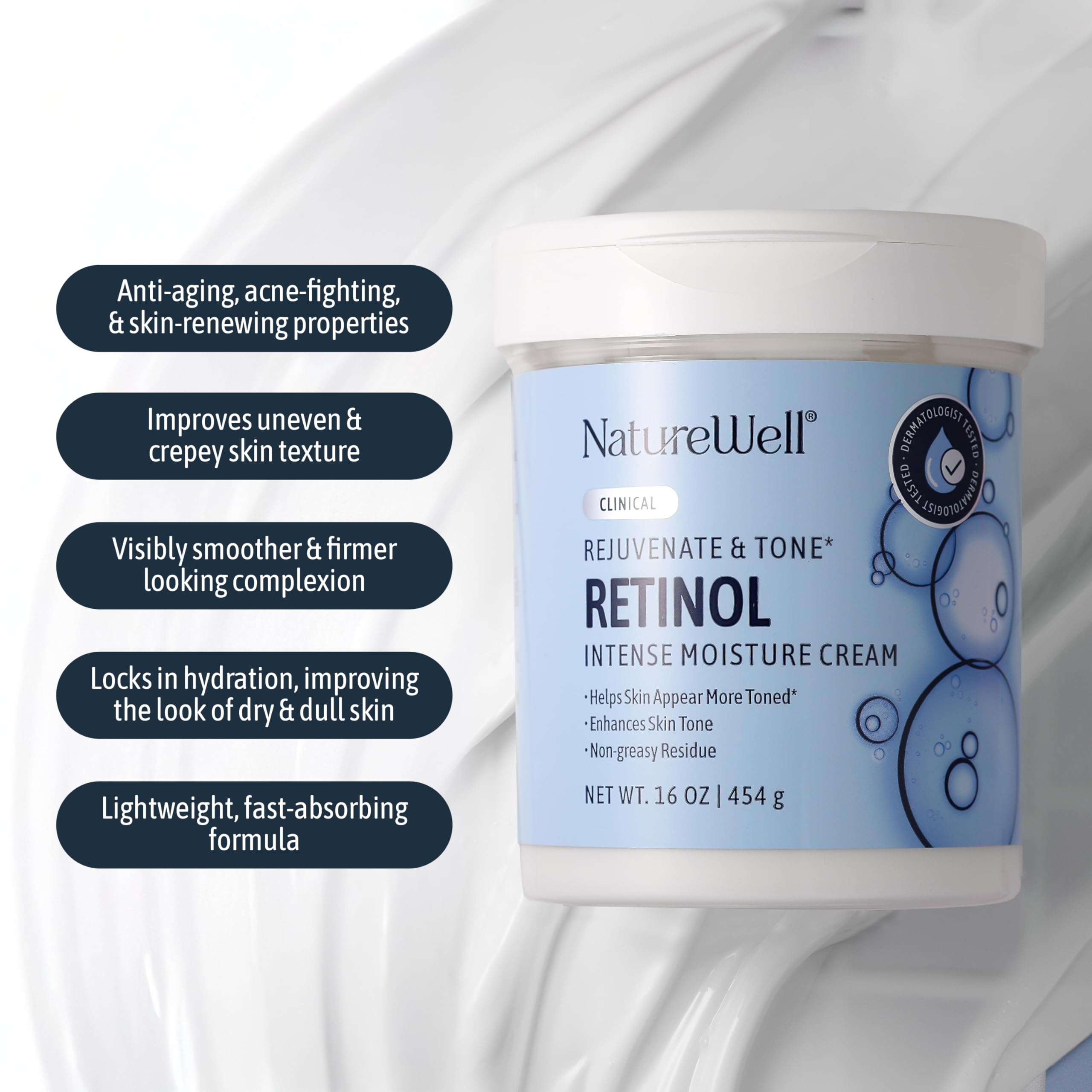 Nature Well Clinical Retinol Advanced Moisture Cream – Face, Body & Hands (2 x 10 oz)