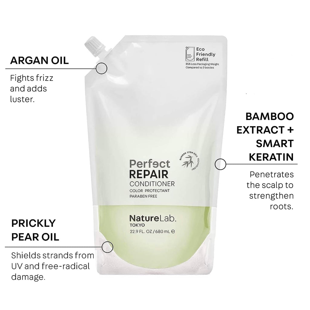 NatureLab.TOKYO Perfect Repair Shampoo & Conditioner Duo — Refill Pouch, 22.9oz Each